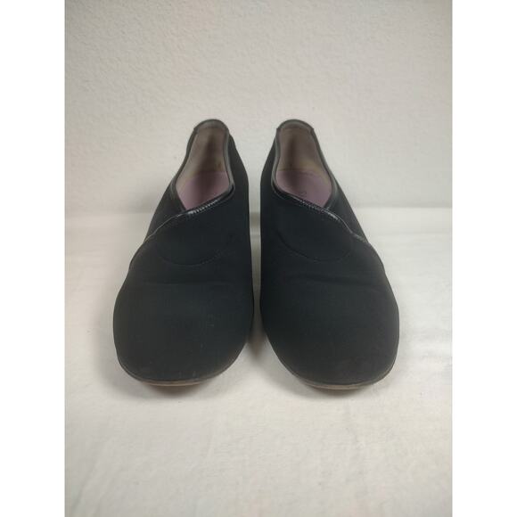 Taryn Rose, Black Pump Block Heel Stretch Fabric Leather Trim Size EU39M = US8M - Picture 1 of 16